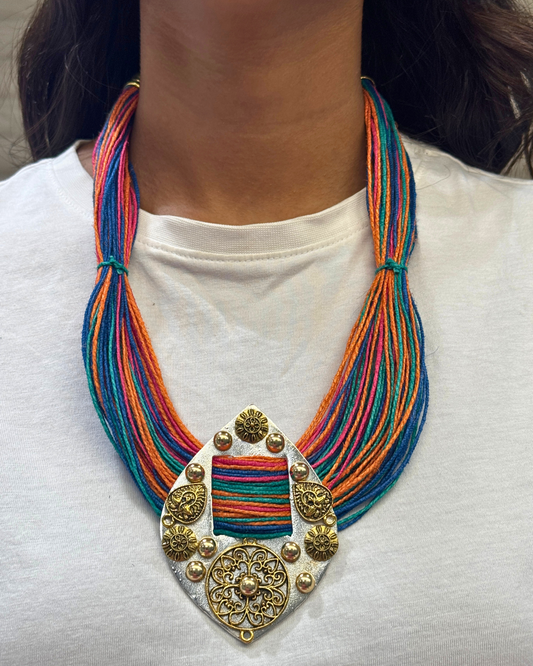 Mithi Multicolour Jute Necklace
