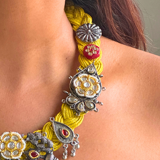 Shanaya Mustard Yellow Jute Necklace