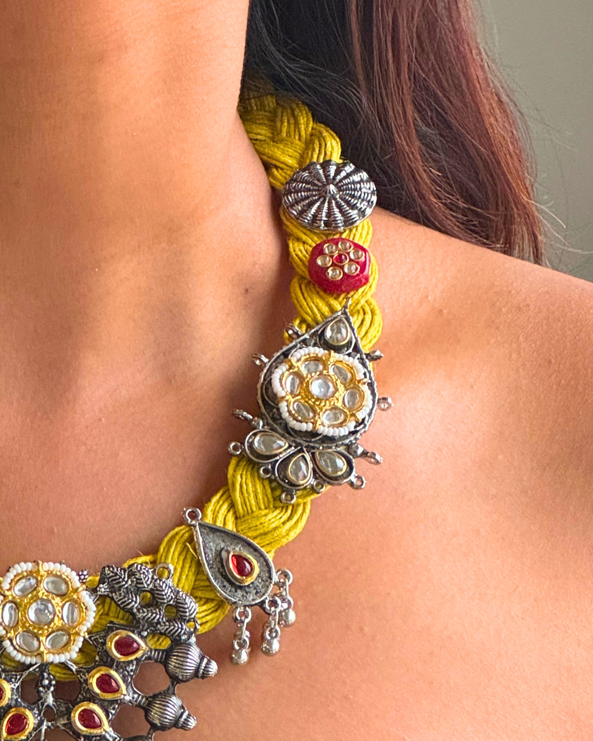 Shanaya Mustard Yellow Jute Necklace