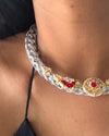 Chehek Silver Pink Kundan Hasli Set