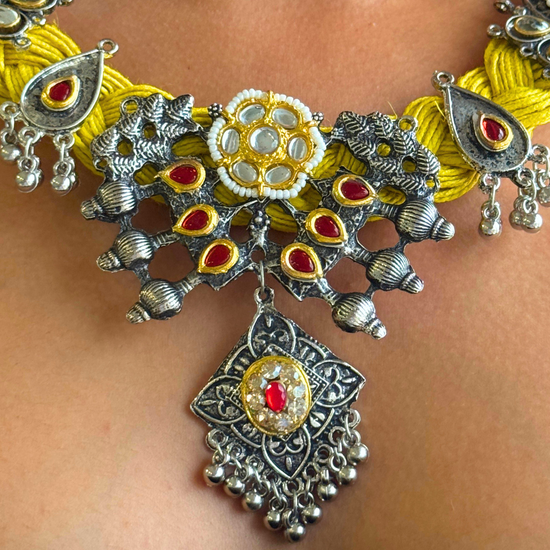 Shanaya Mustard Yellow Jute Necklace