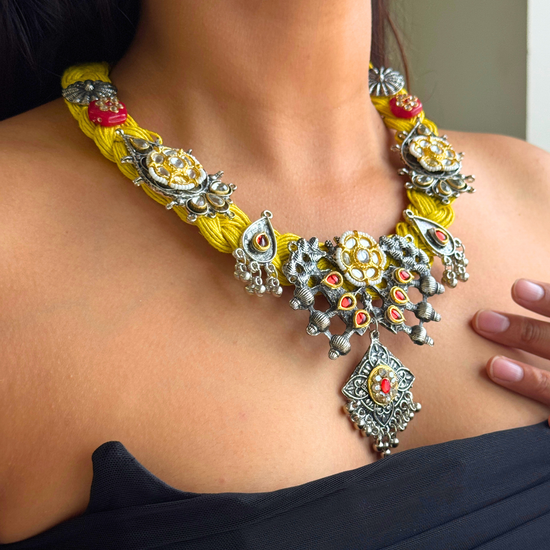Shanaya Mustard Yellow Jute Necklace