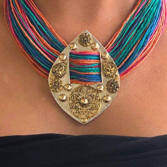 Mithi Multicolour Jute Necklace