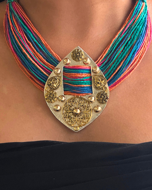 Mithi Multicolour Jute Necklace