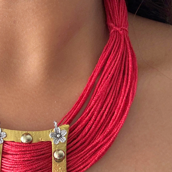 Prisha Red Jute Necklace