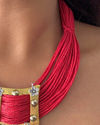 Prisha Red Jute Necklace