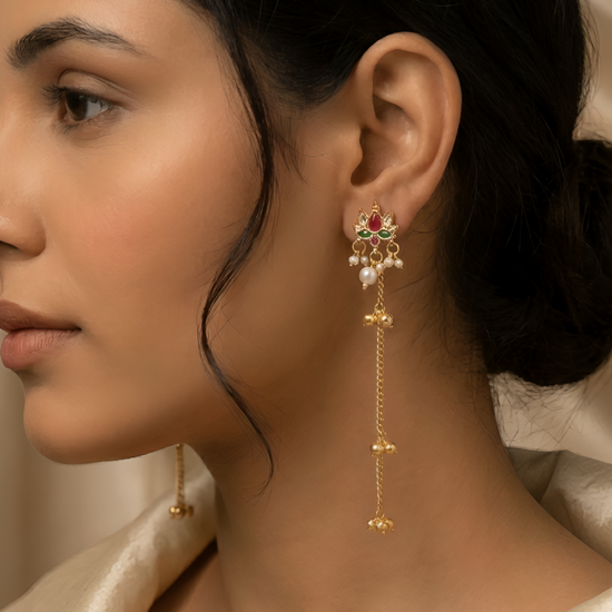 Lotus long kashmiri jhumka