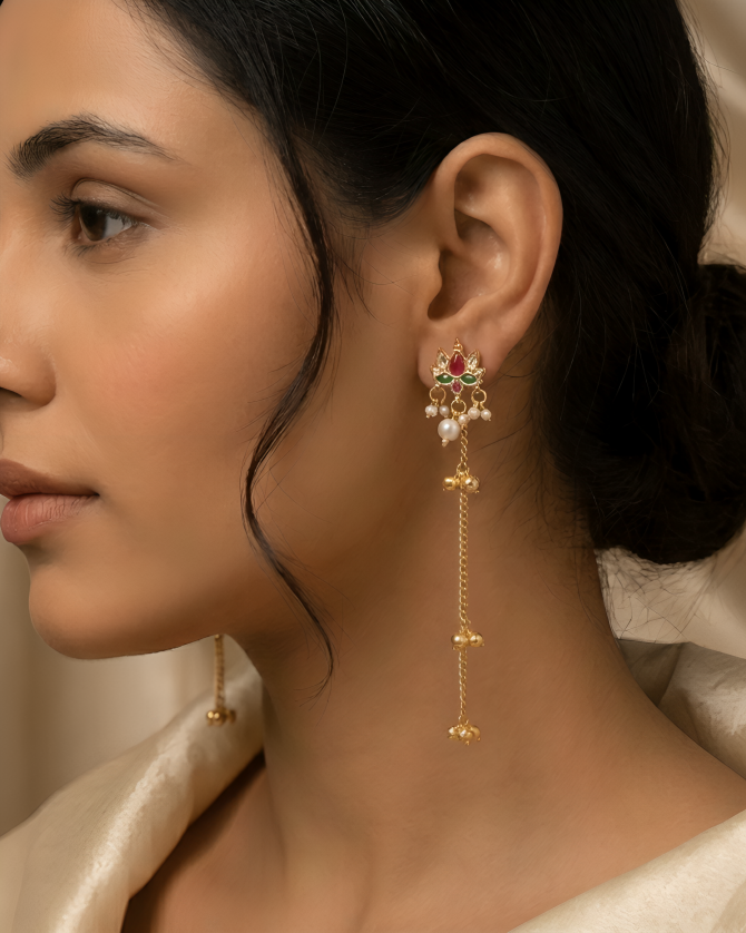 Lotus long kashmiri jhumka