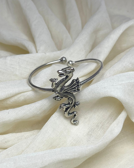 Dragon Oxidised Silver Bracelet