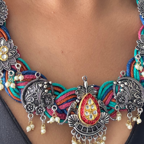 Satrangi Multicolour Jute Necklace