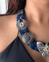 Titli Navy Blue Jute Necklace