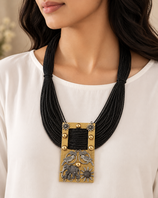 Mishri Black Jute Necklace