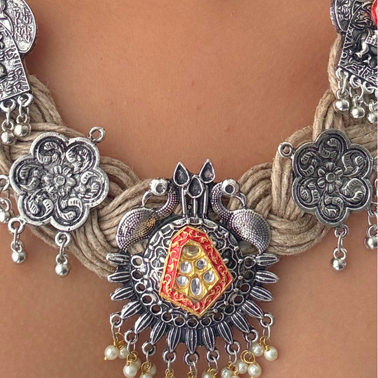 Gauri Beige Jute Necklace