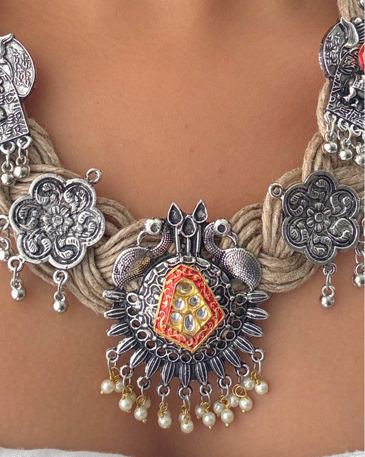 Gauri Beige Jute Necklace