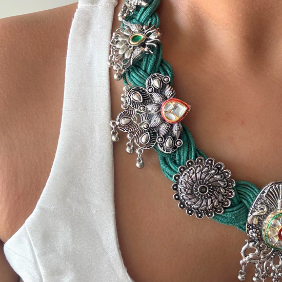 Ayodhya Sea Green Jute Necklace