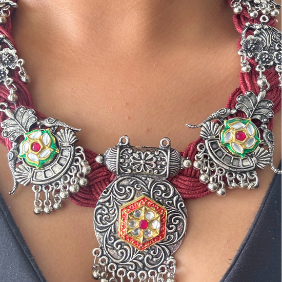 Gayatri Red Jute Necklace