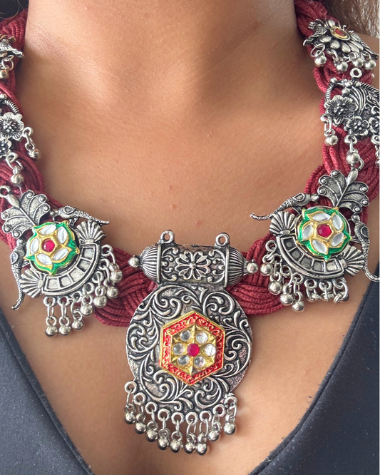 Gayatri Red Jute Necklace