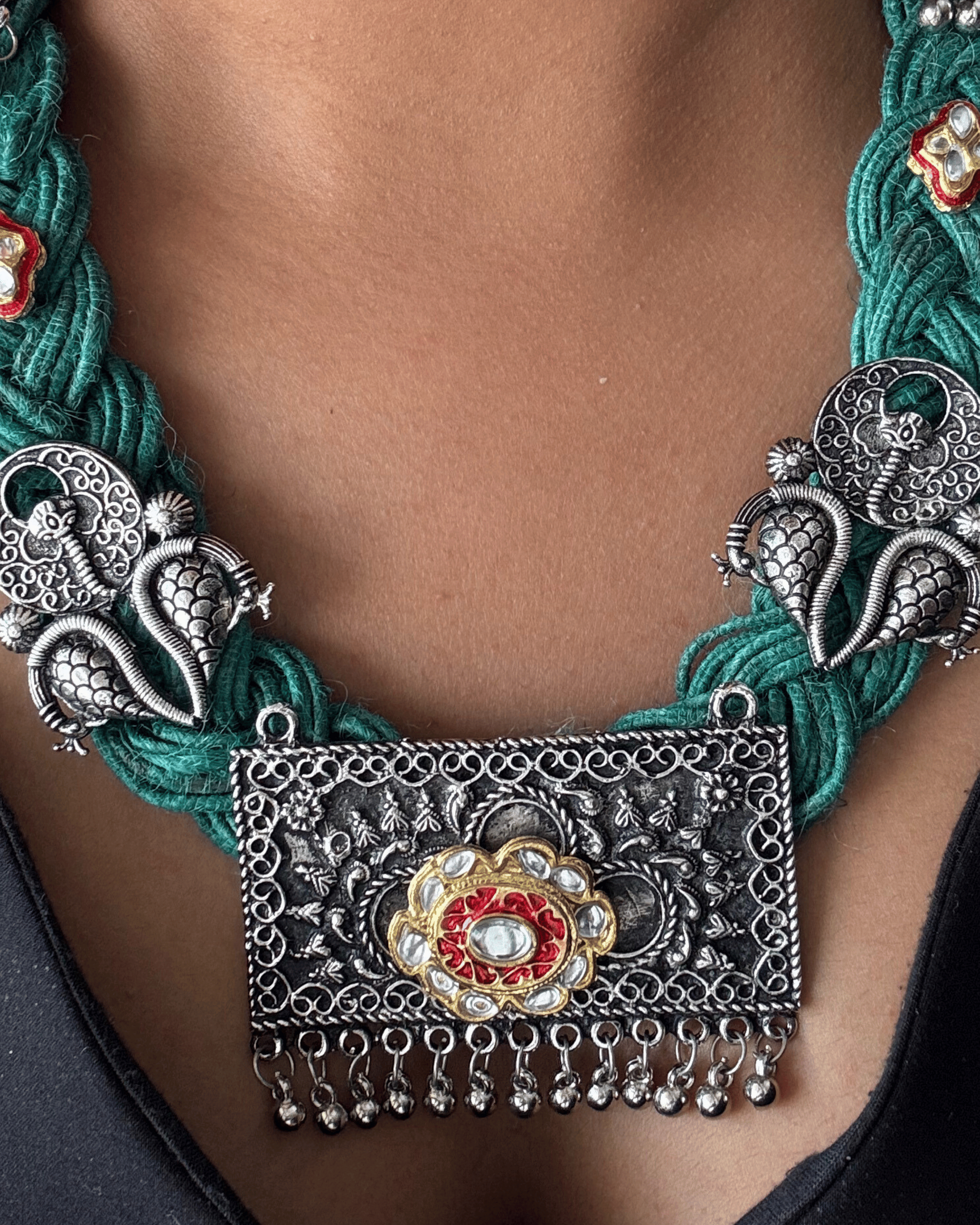 Aranya Green Jute Necklace