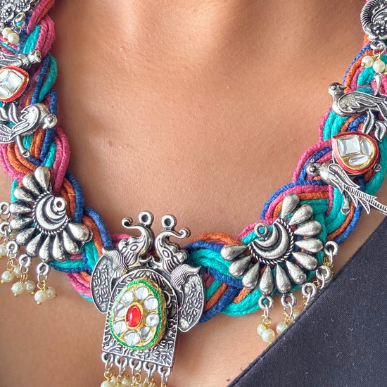 Rangoli Multicolour Jute Necklace