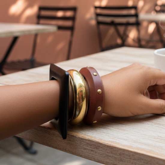 Chunky  Wooden Bangles stack