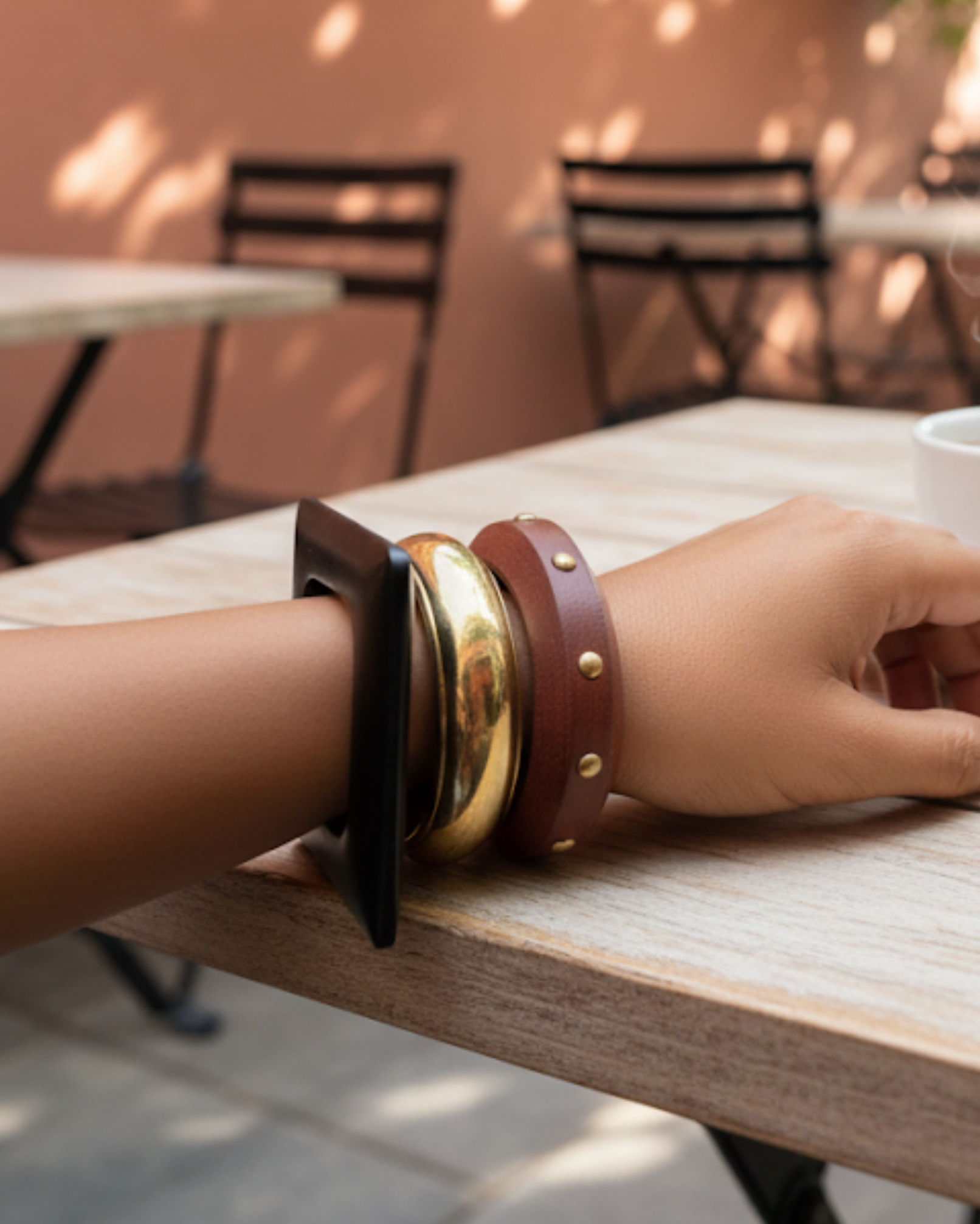 Chunky  Wooden Bangles stack