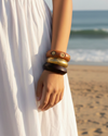 Golden Hour Wooden Bangle Stack - Stack of 3