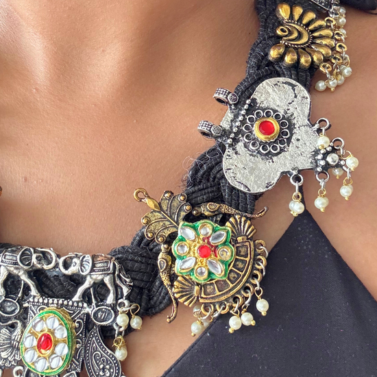 Achal Black Jute Necklace