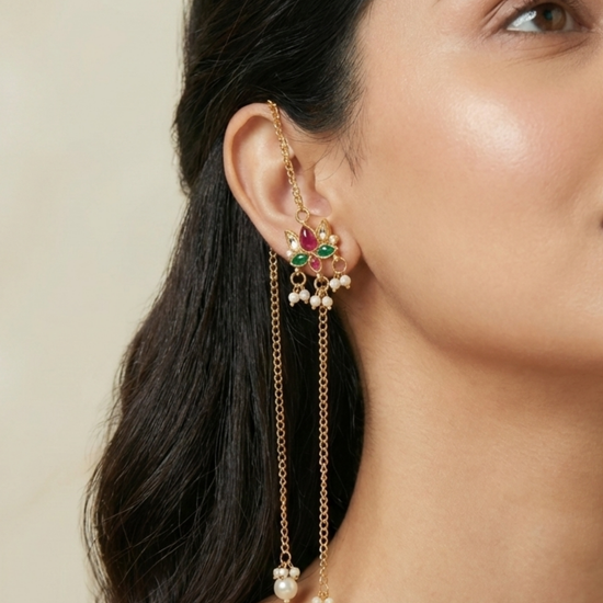 Sabira Golden Long Kashmiri Jhumka