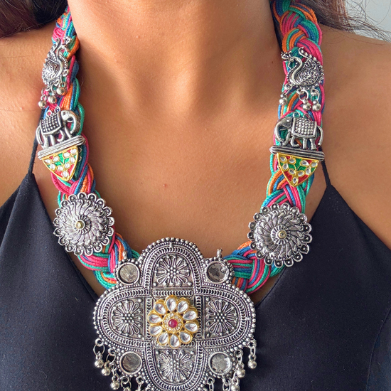 Yogita Multi-colour Jute Necklace