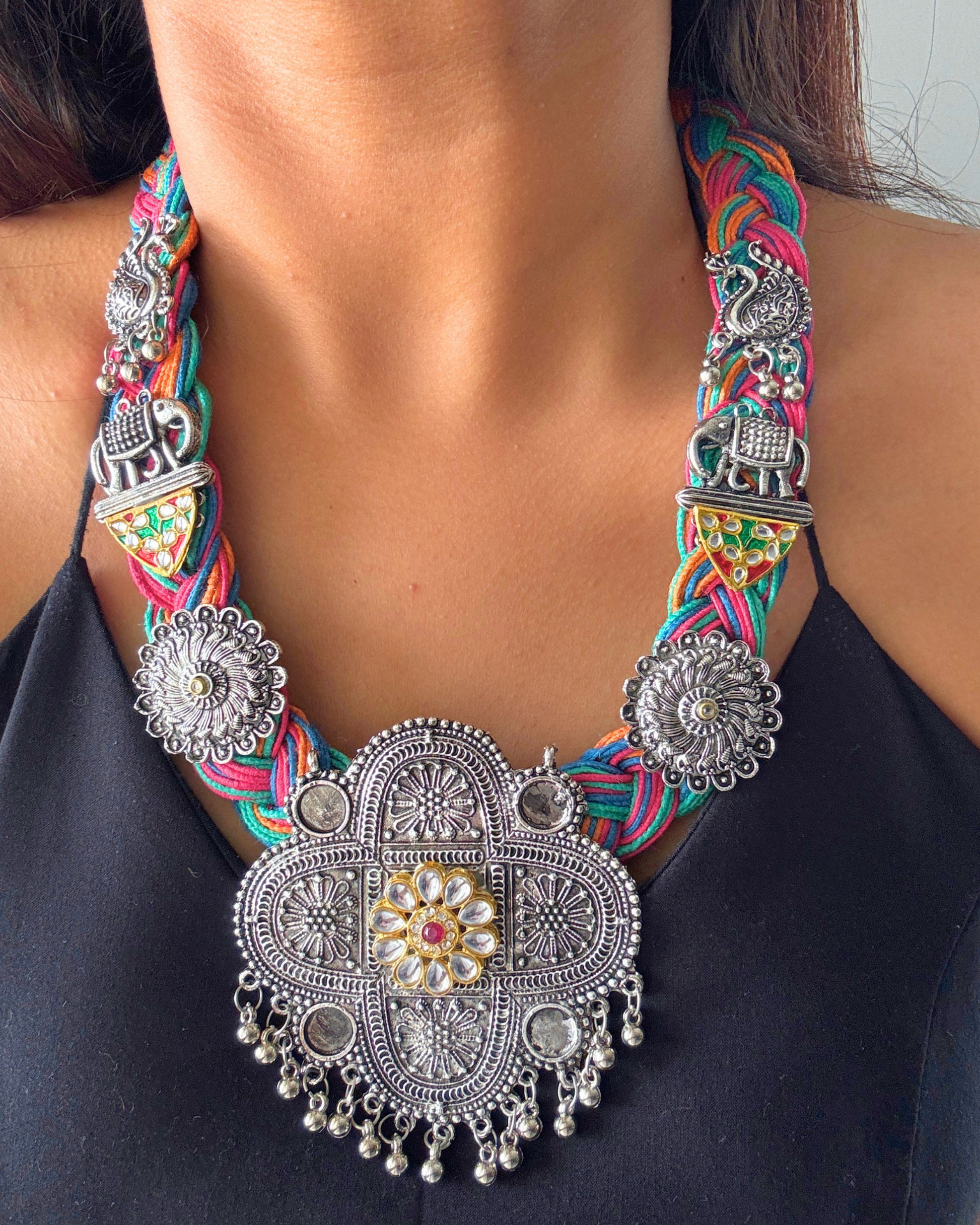 Yogita Multi-colour Jute Necklace