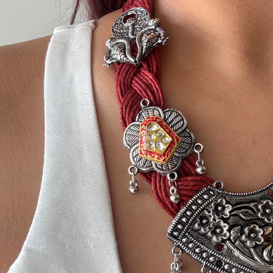 Mandodari Red Jute Necklace
