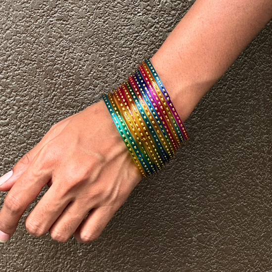 Rainbow Glass Bangles (Set of 12)