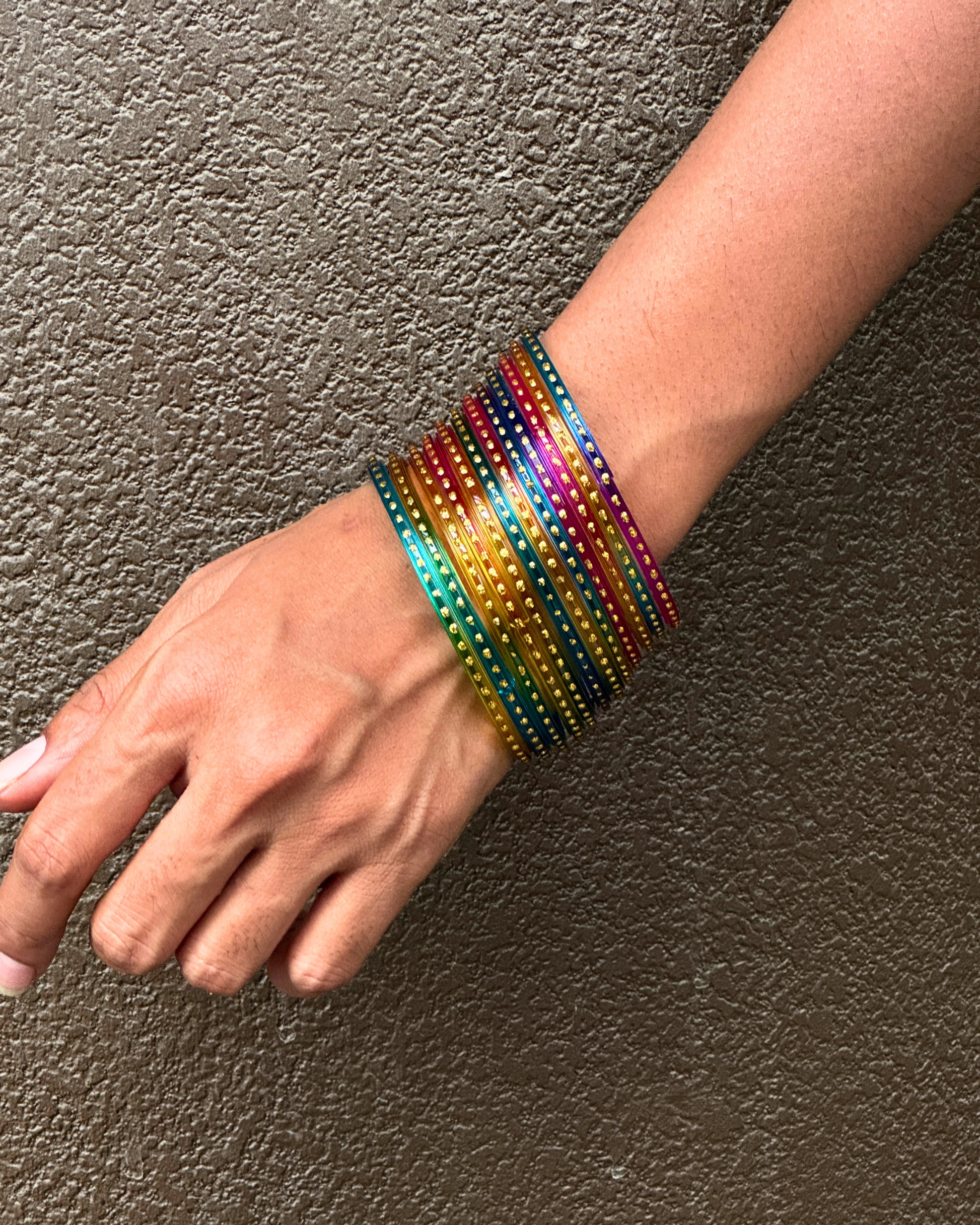 Rainbow Glass Bangles (Set of 12)
