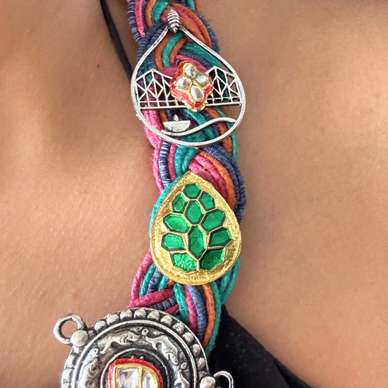 Rangbirangi Multicolour Jute Necklace