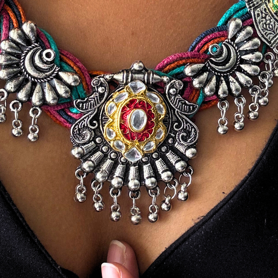 Chitra Multi-colour Jute Necklace