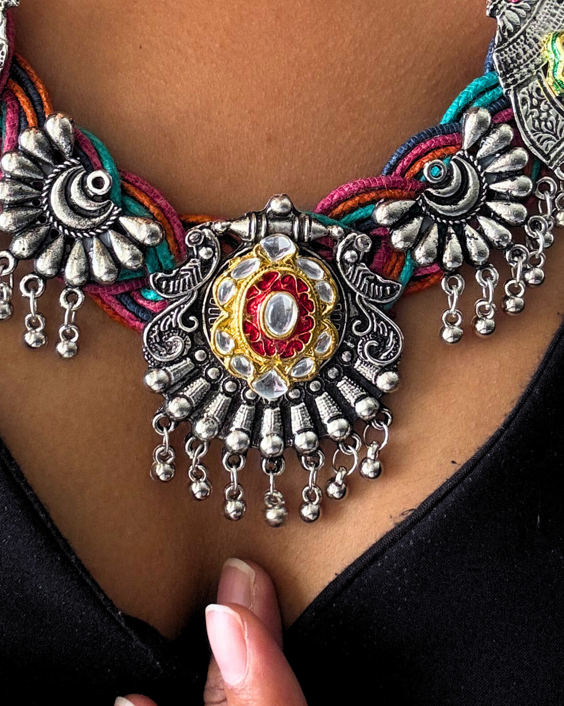 Chitra Multi-colour Jute Necklace