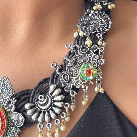 Adhira Black Jute Necklace