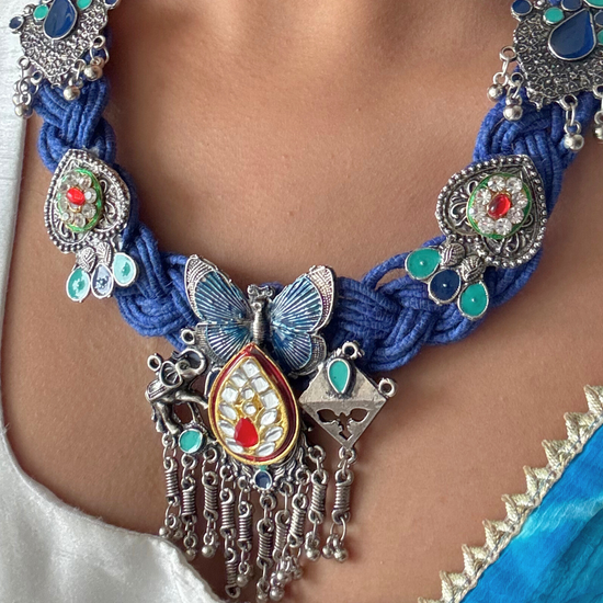 Shradha Blue Jute Necklace