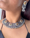 Dhara Oxidised Kundan Necklace Set with Mangtika