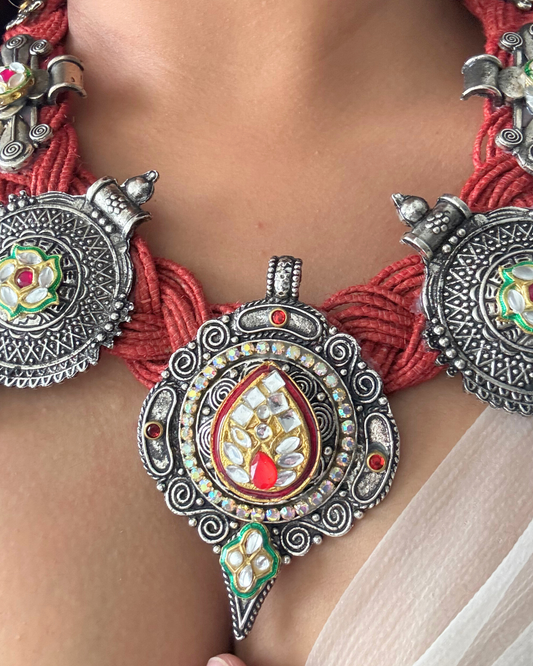 Red Haritha Jute Necklace