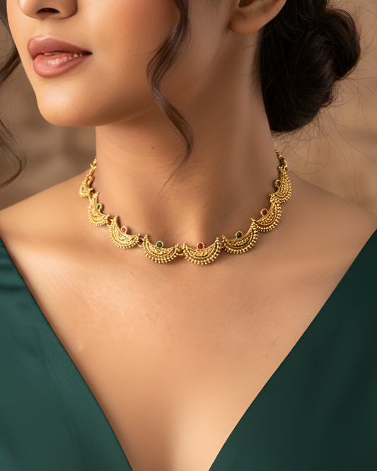 Half Moon Golden Choker Set