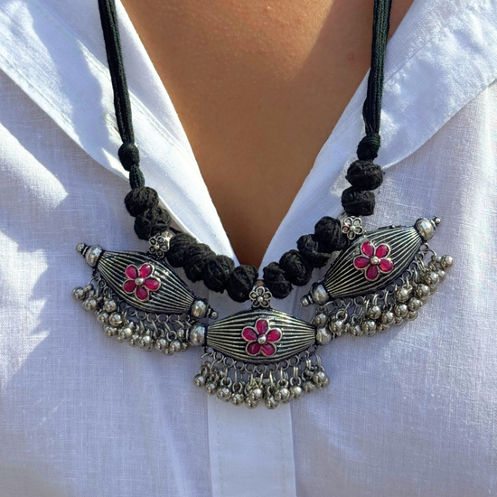 Gayatri Pink Oxidised Choker