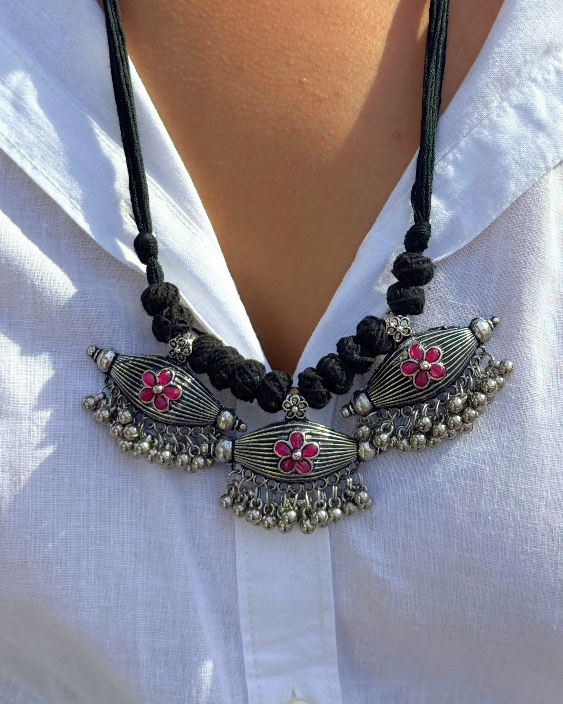 Gayatri Pink Oxidised Choker