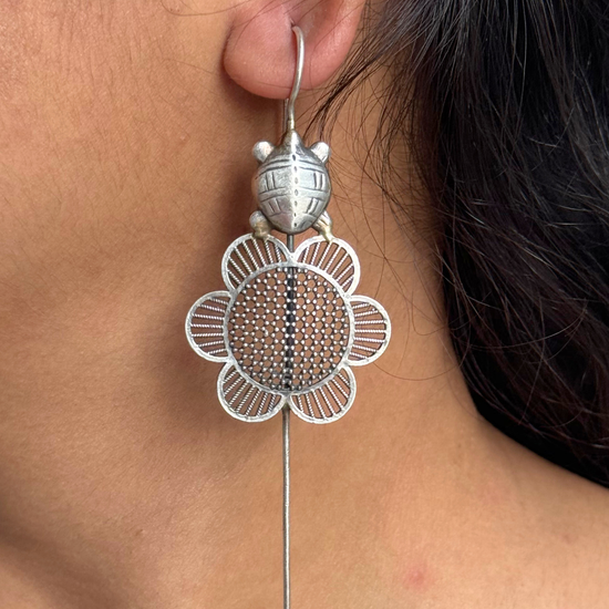 Phool Black Oxidised Earcuff - Set of 2
