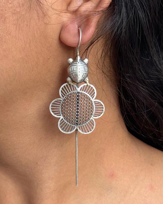 Phool Black Oxidised Earcuff - Set of 2