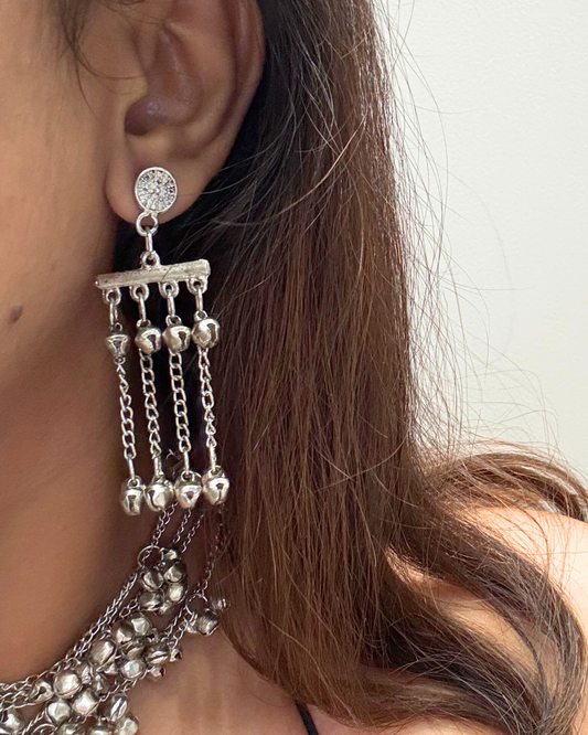 Ghungroo Silver Choker Set