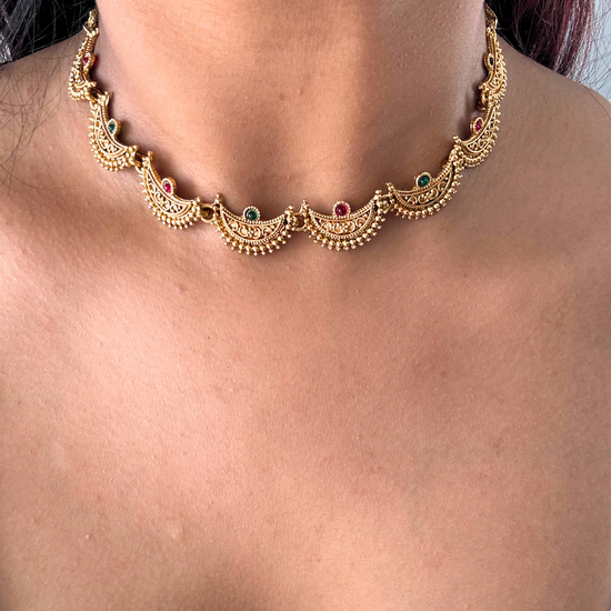 Half Moon Golden Choker Set