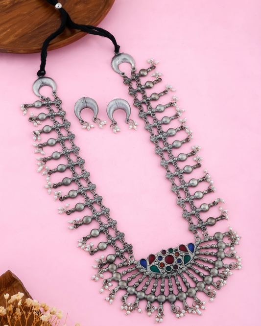 Chanda Afghani Long Necklace Set