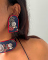 Ajrakh Blue and Red Oxidised Choker Set