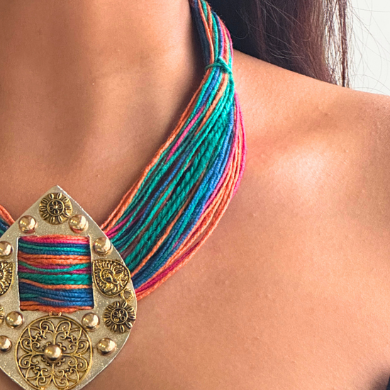 Mithi Multicolour Jute Necklace